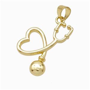 Copper Stethoscope Pendant Gold Plated, approx 15-22mm