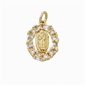 Jesus Charms Copper Pendant Pave Zirconia Gold Plated, approx 12-13mm