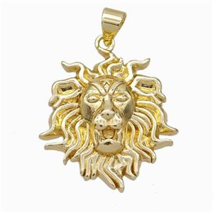 Copper Lion Pendant Gold Plated, approx 22-24mm