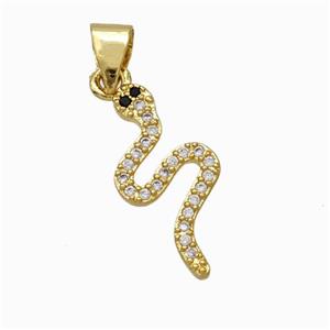 Copper Snake Pendant Micropave Zirconia Gold Plated, approx 8-17mm