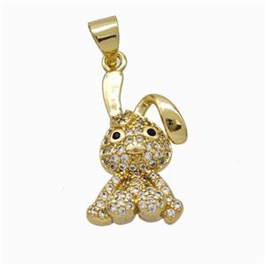 Copper Rabbit Pendant Micropave Zirconia Gold Plated, approx 12-20mm