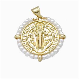 Jesus Charms Copper Pendant With Resin Wire Wrapped 18K Gold Plated, approx 25mm