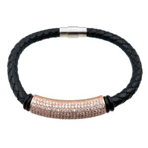 PU leather bracelet with magnetic clasp, approx 6mm, 70mm dia