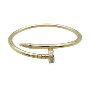 Copper Bangle Pave Zircon Gold Plated, approx 11mm, 50-57mm
