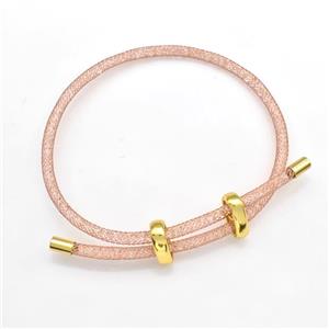 Copper Mesh Bracelet With Crystal Glass Adjustable Rose Gold, approx 3mm dia