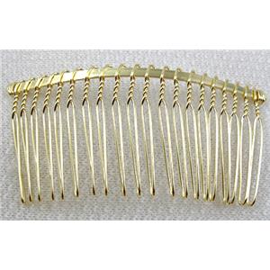 Gold Plated Iron Hair Comb, Ni free, 38x75mm