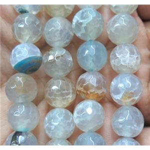 Agate beads, faceted round, lt.green, approx 10mm dia