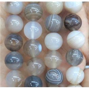 round botswana agate beads, gray dye, approx 10mm dia