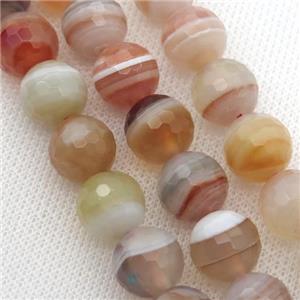 lt.red Striped Agate Beads, faceted round, A grade, approx 6mm dia