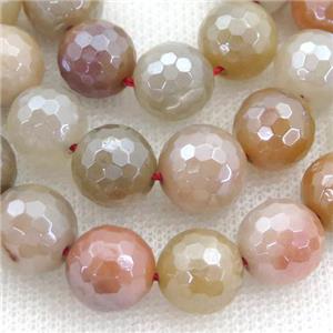 Natural Aventurine Beads Multicolor Faceted Round Electroplated, approx 6mm dia