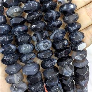 Black Agate Beads Rondelle Faceted, approx 8-15mm