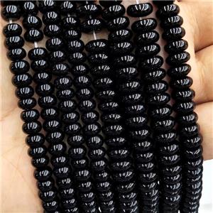 Natural Black Onyx Agate Rondelle Beads Smooth, approx 2x4mm