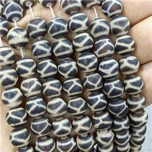 Tibetan Agate Round Beads Tortoise Black Matte, approx 10mm