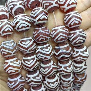 Tibetan Agate Beads Red Round, approx 20mm dia, 18pcs per st