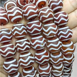 Tibetan Agate Beads Red Round Wave, approx 20mm dia, 18pcs per st