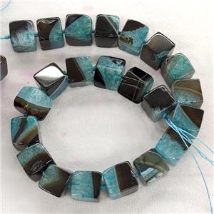 Druzy Agate Cube Beads Teal Dye, approx 16mm