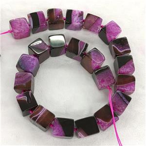Druzy Agate Cube Beads Hotpink Dye, approx 16mm