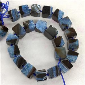 Druzy Agate Cube Beads Blue Dye, approx 16mm