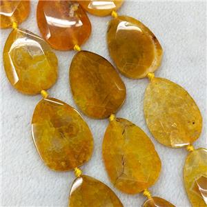 Natural Agate Slice Beads Faceted Orange Dye, approx 35-50mm