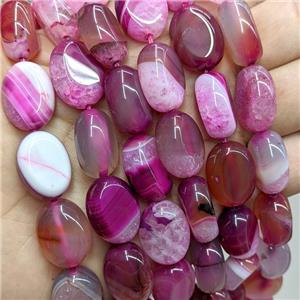 Druzy Agate Oval Beads Hotpink Dye, approx 14-18mm