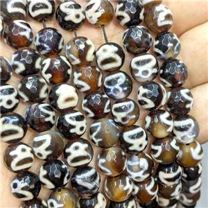 Tibetan Agate Beads Black Faceted Round, approx 10mm, 38pcs per st