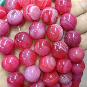 Natural Stripe Agate Beads Banded Red Dye Smooth Round, approx 18mm, 20pcs per st