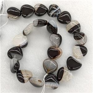 Natural Druzy Agate Heart Beads Black White, approx 18-20mm