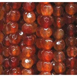 agate beads, faceted round, red, 4mm dia, approx 98pcs per st