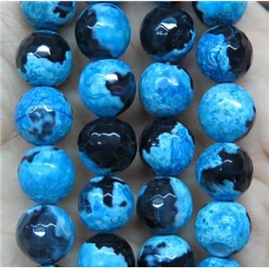 blue Dichromatic Agate beads, faceted round, approx 12mm dia, 15.5 inches