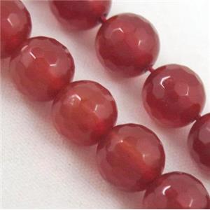red agate beads, faceted round, approx 10mm dia, 38pcs per st