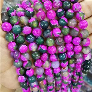 Dichromatic Agate beads, faceted round, green, approx 10mm dia, 15.5 inches