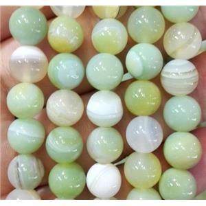striped green agate bead, round, approx 6mm dia