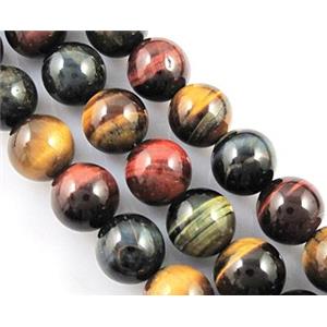 rainbow Tiger eye stone beads, AB Grade, Round, 10mm dia, 40pcs per st