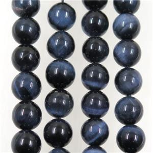 natural blue Tiger eye stone beads, round, approx 6mm dia