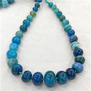 blue Agate graduated beads, rondelle, dye, approx 12-28mm