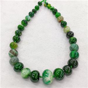 green Agate graduated beads, rondelle, dye, approx 12-28mm