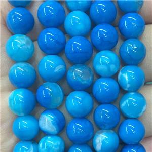 Blue Agate Beads Blue Dye Smooth Round, approx 6mm dia