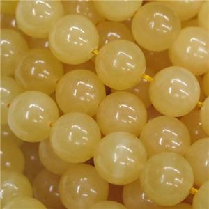 Chinese Yellow Honey Jade Beads Smooth Round, approx 8mm dia