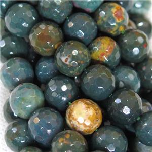 faceted round Indian BloodStone Beads, approx 8mm dia