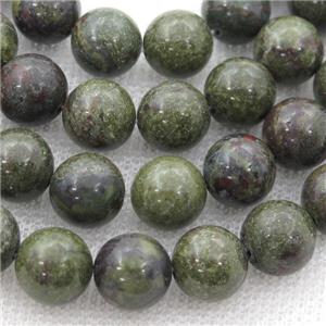 green dragon BloodStone Beads, round, approx 10mm dia