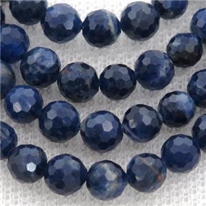 blue Brazilian Sodalite Beads, faceted round, approx 6mm dia
