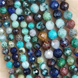 Azurite Beads Multicolor Faceted Round, approx 3mm dia