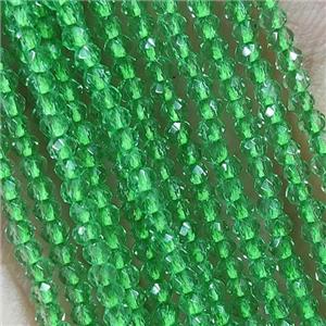 Green Crystal Glass Beads Faceted Round, approx 2mm dia