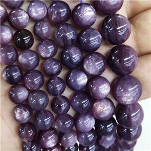 Natural Brazilian Lepidolite Beads DeepPuprle Smooth Round, approx 8.5-9mm