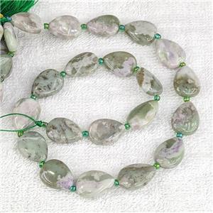 Natural Green Peace Jasper Teardrop Beads Flat, approx 13-18mm