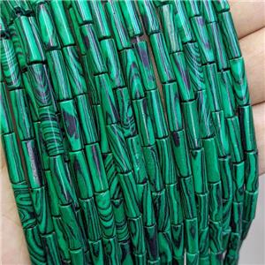 Synthetic Malachite Tube Beads Green, approx 4x13mm