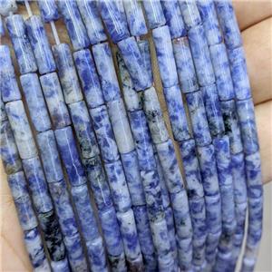 Blue Dalmatian Jasper Tube Beads, approx 4x13mm