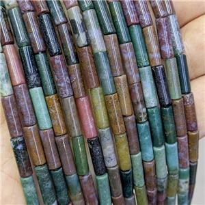 Natural Indian Agate Tube Beads Multicolor, approx 4x13mm