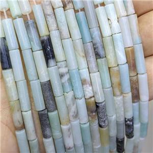Natural Amazonite Tube Beads Multicolor, approx 4x13mm