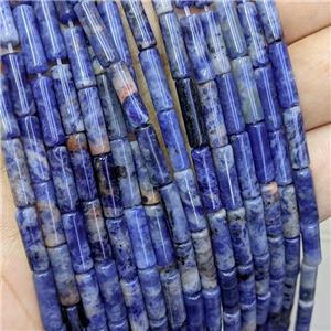 Natural Blue Sodalite Tube Beads, approx 4x13mm